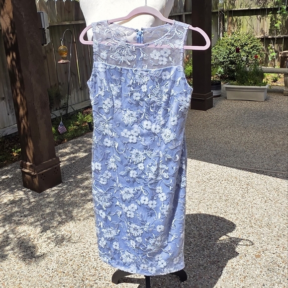 Alex Evenings Floral Lace Embroidered Sleeveless Dress Baby Blue 6 - Picture 2 of 16